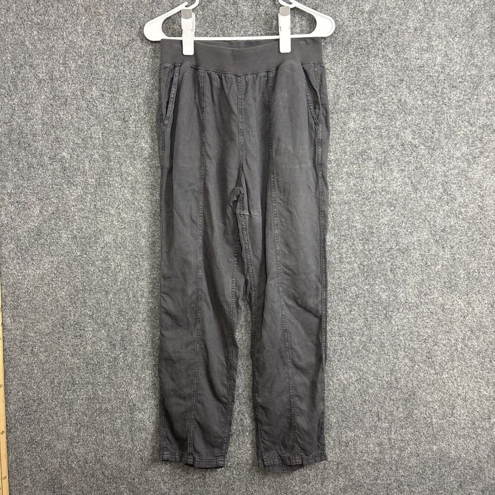 Faherty Arlie Tapered Pants Womens Size M Gray Linen Blend Straight Pull On